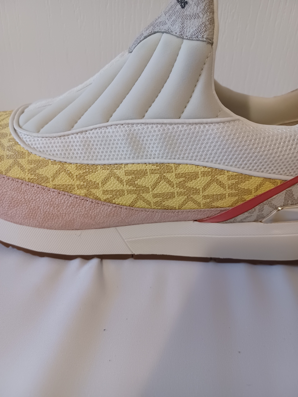 Michael Kors Cream, Yellow & Pink Logo Slip-On Sneaker - Picture 7 of 16